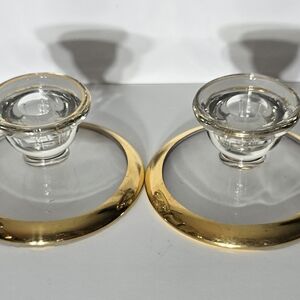 Luxurious Gold and Clear Glass Candle Holders